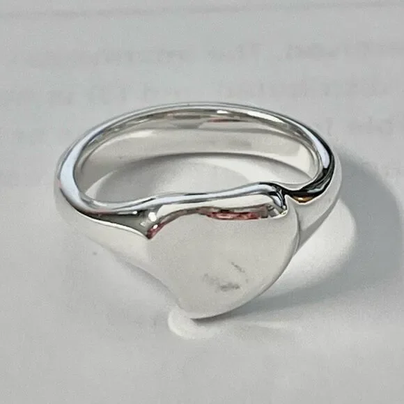 Tiffany & Co Elsa Peretti Full Heart Ring - Silver - sz 7.5 - Picture 6 of 8